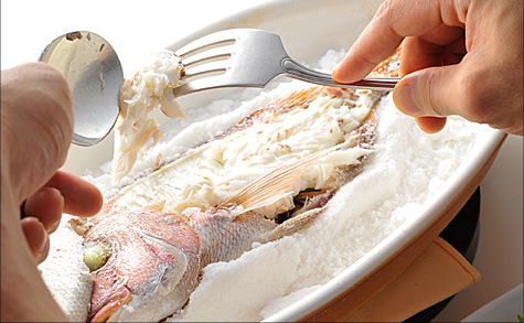 Baked sea bream with salt